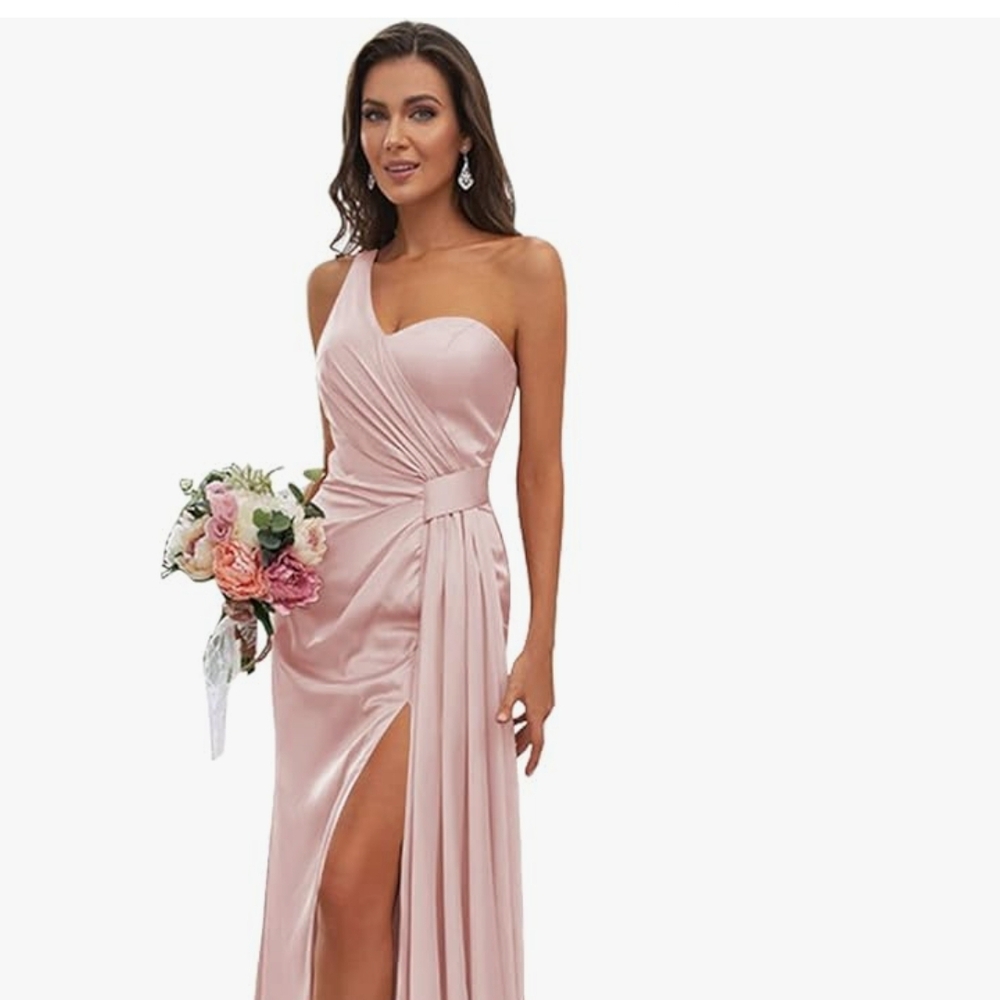 Elegant Pink One-Shoulder Evening Dress